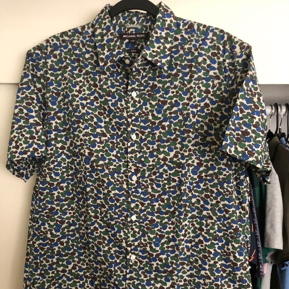 Men's MICHAEL KORS button down shirt LARGE CAMO